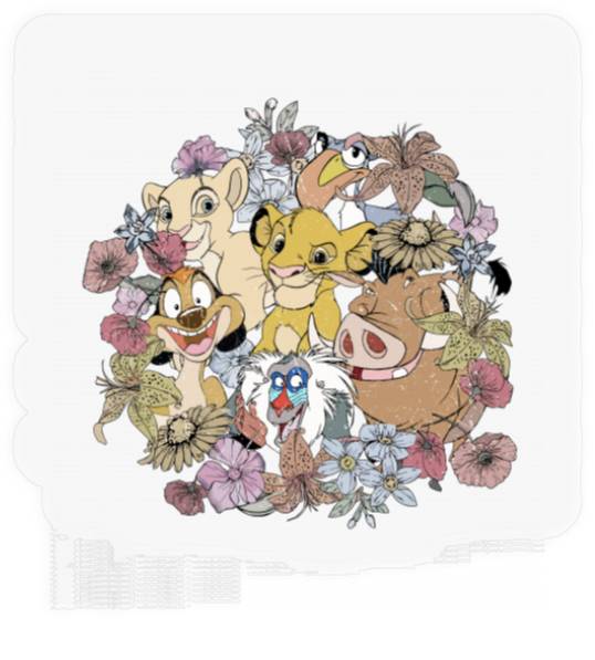 Vintage Floral Lion King, Timon and Pumbaa Stickers, Floral Disney Stickers