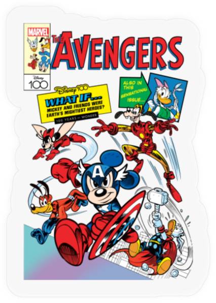 Disney 100 Mickey Mouse & Friends Avengers Comics Book Retro Stickers