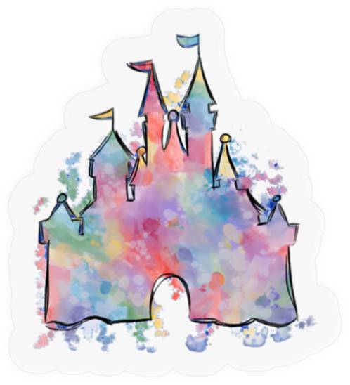 Watercolor Castle Stickers, Disney Magic Kingdom Stickers