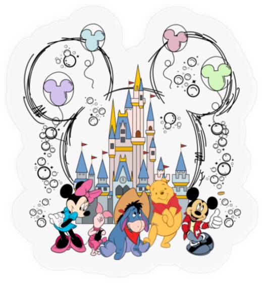 Retro Disney Magic Kingdom Stickers, Disney Friends Stickers