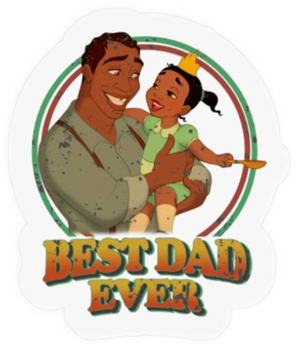 Retro James And Tiana Best Dad Ever Disney Stickers
