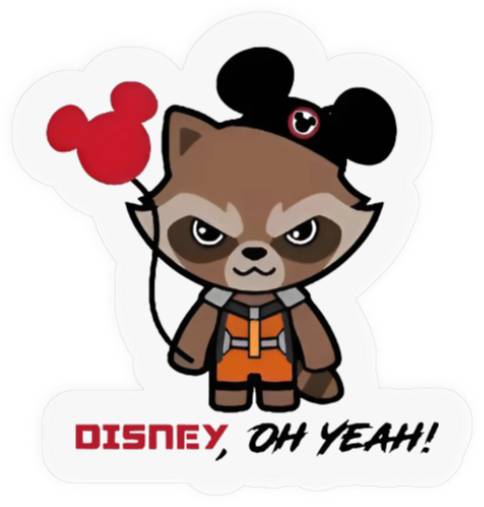 Disney Rocket Raccoon Mickey Ears Stickers, Disney Guardians Of The Galaxy Stickers