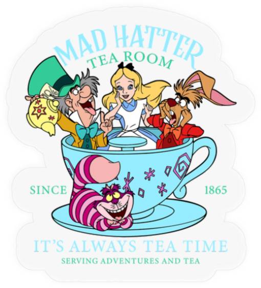 Vintage Alice in Wonderland Stickers, Mad Hatter Stickers, Tea Party Stickers, Disney Family Vacation, Disneyland Trip