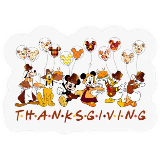 Vintage Mickey And Friends Thanksgiving Stickers, Disney Thanksgiving Fall Stickers