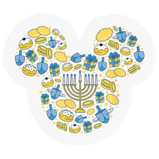 Disney Mickey Mouse Icon Hanukkah Chanukah Dreidel Menorah Stickers