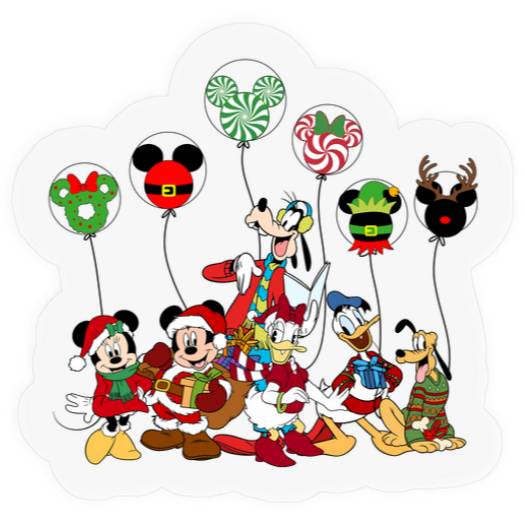 Vintage Mickey And Friends Christmas  Tree Stickers, Disney Mickey