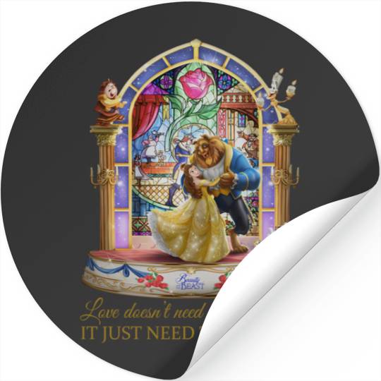 Disney Beauty and The Beast Stained Glass Rose Stickers, Disney Belle and The Beast Stickers