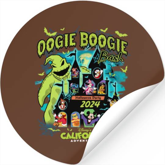 Vintage Oogie Boogie Bash 2024 Halloween Disney castle Stickers, Mickey & friends