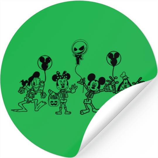Disney Skeleton Halloween Stickers, Mickey and Friends Balloon