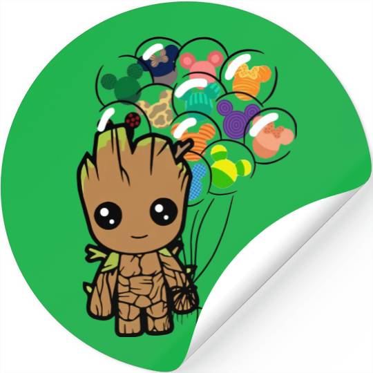 Disney BABY GROOT Stickers, Disney Groot With Mickey Balloon Stickers
