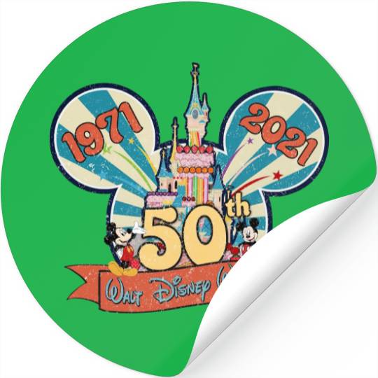 Vintage Mickey Ears Disney World 50th Anniversary Sticker Stickers