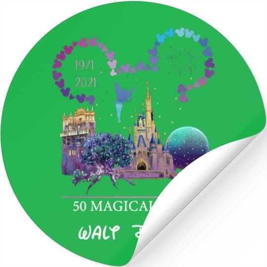 Disney World 50th Anniversary Stickers, Disney Family, WDW Sticker, Magic Kingdom Sticker, Disneyland Sticker
