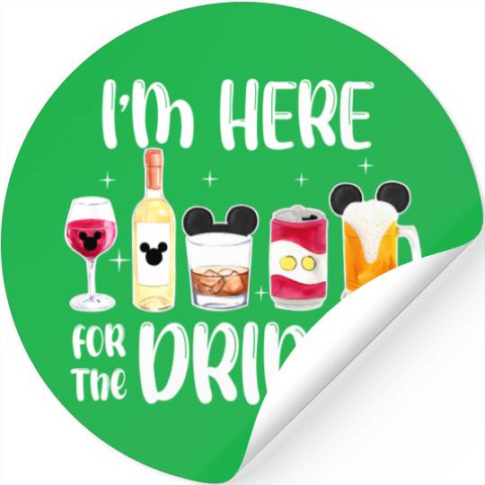 Disney I'm Here For The Snacks, I'm Here For The Drinks, Disney Couple Stickers, Epcot Disney Stickers, Disney Drinks and Snacks, Disney Beers