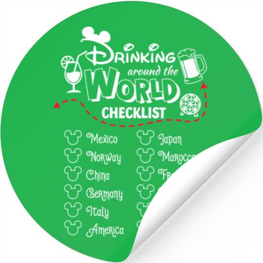 Drinking Around the World Stickers, Disney Drinking Team Stickers, Epcot Food and Wine Stickers, Epcot Stickers