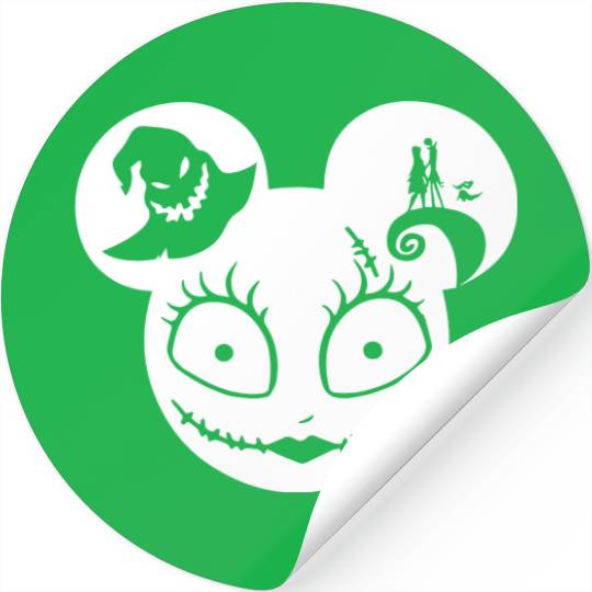Disney Halloween Stickers, Jack Skellington Mickey Head
