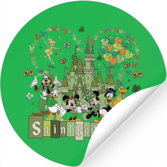 Disneyland St Patricks Day Stickers, Mouse and Friends St Pattys Day Stickers, Disney Irish Stickers