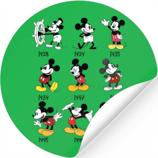Vintage Mickey Mouse Evolution Stickers, Vintage Disney Stickers