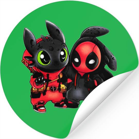 Disney Toothless and Deadpool Costume Friends Stickers