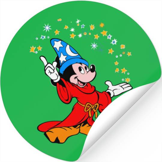 Retro Disney Fantasia Sorcerer Mickey Mouse Magic Wizard Stickers, Magic Kingdom WDW Stickers