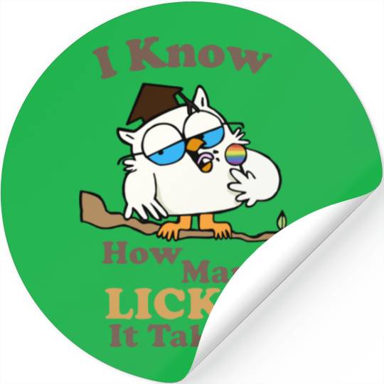 Discover Funny Gay Retro Tootsie Owl Stickers I Know How Many Licks It Takes Vintage Stickers