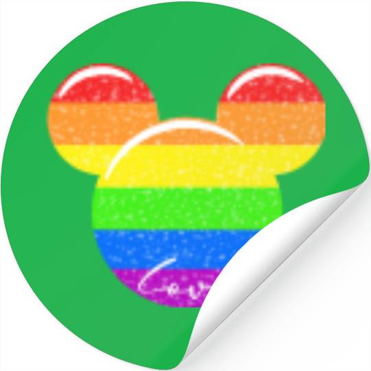 Disney LGBT Couples Matching Stickers, Mickey Rainbow Head Stickers