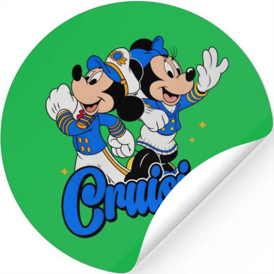 Cute Mickey Mouse & Minnie Magical Cruisin Stickers, Disney Cruise Line 25th Silver Anniversary At Sea Stickers