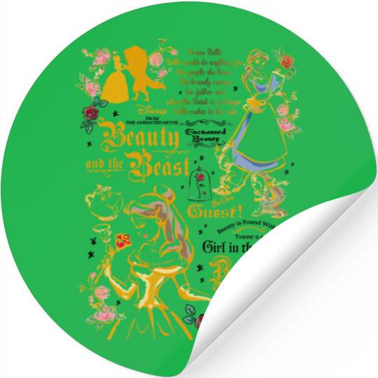 Belle Stickers, Disney Comfort Color Stickers, Beauty Beast Stickers