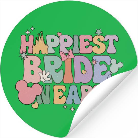 Happiest Bride On Earth Stickers, Disney Bride Stickers, Disney Bachelorette party Stickers, Disney Couples Matching Stickers, Comfort Colors Stickers