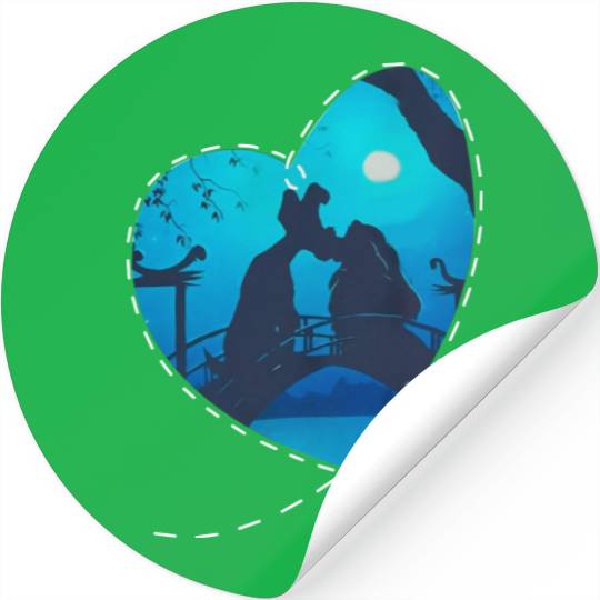 Disney Lady And The Tramp Silhouette Love Valentine's Day Stickers, Disney Valentine's Day