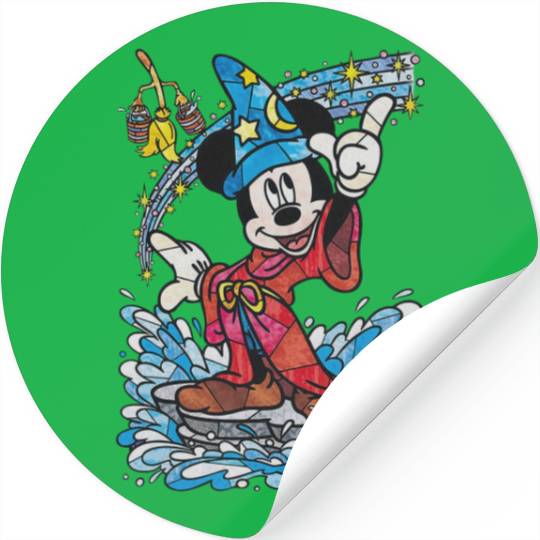 Disney Fantasia Sorcerer Mickey Mouse Magic Wizard Retro Stickers, Magic Kingdom Stickers Family Birthday Gift