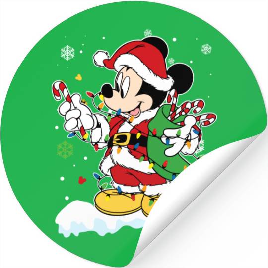 Disney Mickey And Friends Mickey Mouse Christmas Light Santa Stickers