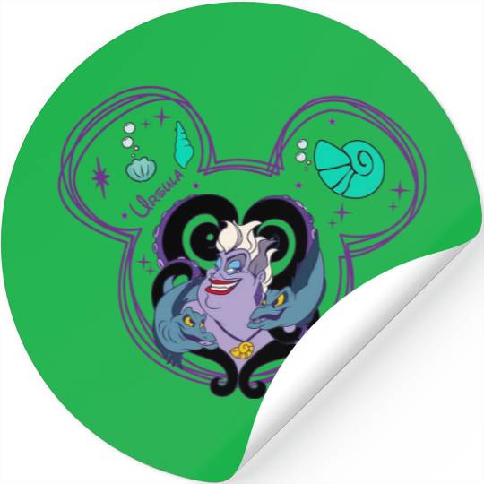 Ursula Stickers, Villain Sea Queen, Disney Villain Mickey Head Stickers, Little Mermaid Stickers