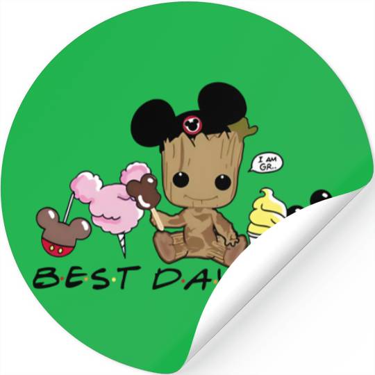 Groot Best day ever Stickers, Disney snacks Stickers, Cute Baby Groot Disney trip Stickers, Disney world