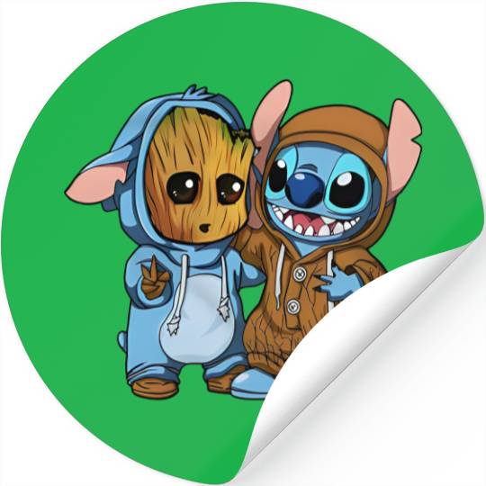 Disney Groot and Stitch Friends Funny Stickers
