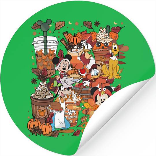 Disney Fall Vibes Stickers, Disney Pumpkin Spice Stickers, Mickey And Friends Fall Stickers