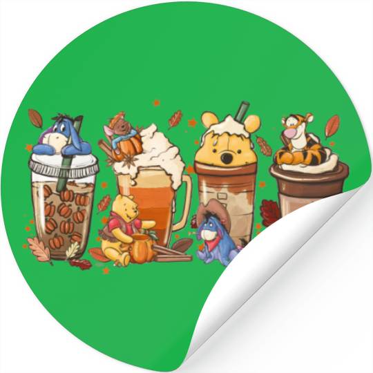 Disney Winnie The Pooh Coffee Latte Stickers Stickers Stickers , Vintage Fall Season Sweater