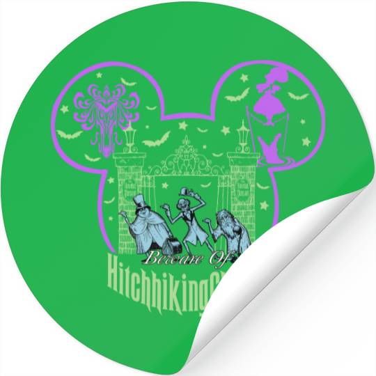 Beware Of Hitchhiking Ghosts Halloween Stickers, Disney Haunted Mansion, Disney Halloween Stickers