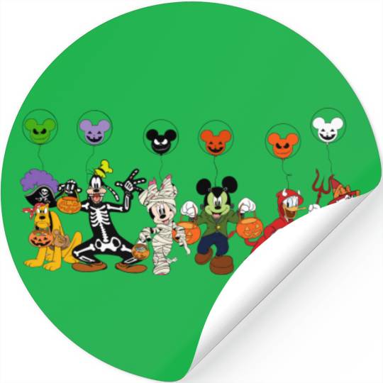 Disney Characters Halloween Skeleton Stickers, Disney Halloween Matching Stickers