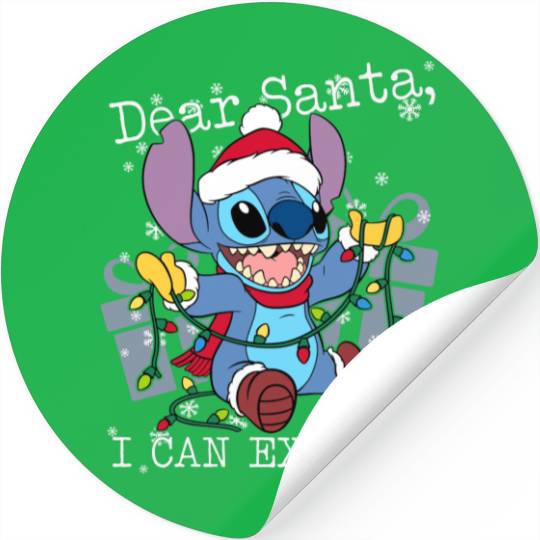 Cute Lilo & Stitch Christmas Dear Santa I Can Explain Stickers, Funny Disney