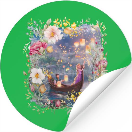 Retro Vintage Disney Tangled Rapunzel Floral Shir Stickers