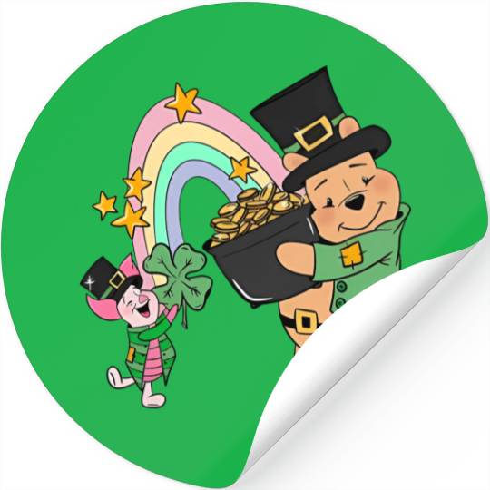 Pooh Bear St Patricks Day Stickers, Disney St Patricks Day Stickers, Magic St Patricks Day