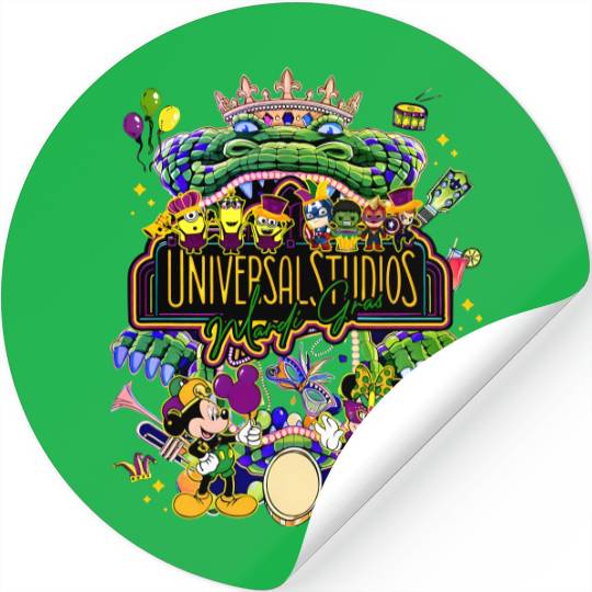 Disney Universal Studios Mardi Gras Stickers, Mickey and Friends Universal Family Trip 2024