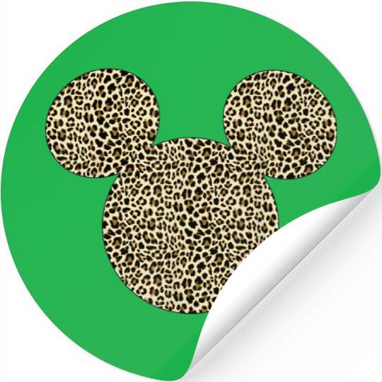 Disneyss Mickey Mouse Cheetah Print Silhouette Fill Short Sleeve Stickers
