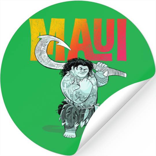 Disney Moana Maui Gradient Text Tough Pose Portrait Stickers
