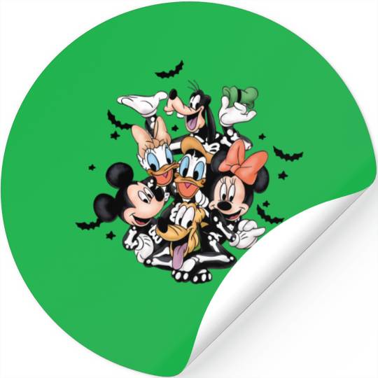 Mickey Friends Skeleton Halloween Stickers, Disney Halloween Stickers, Spooky Season Stickers