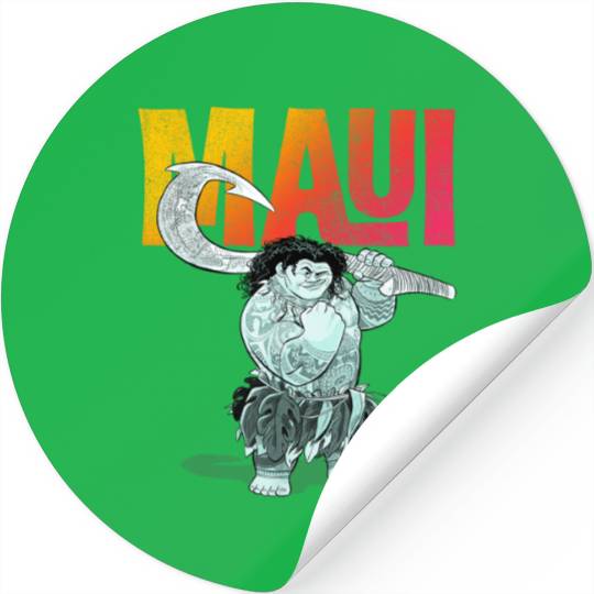 Disney Moana Maui Gradient Text Tough Pose Portr Stickers
