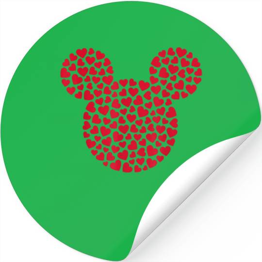 Disney Mickey Mouse Icon Filled with Red Hearts Stickers