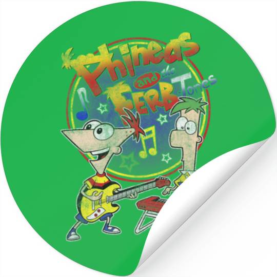 Disney Phineas And Ferb-Tones Distressed Band Logo Stickers