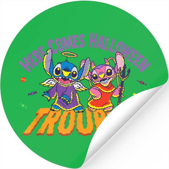 Disneyss Stitch Angel Here Comes Halloween Trouble Stickers