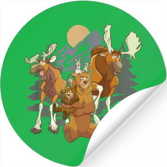 Disneyss Brother Bear Moose Bear Midnight Mountain shots Stickers